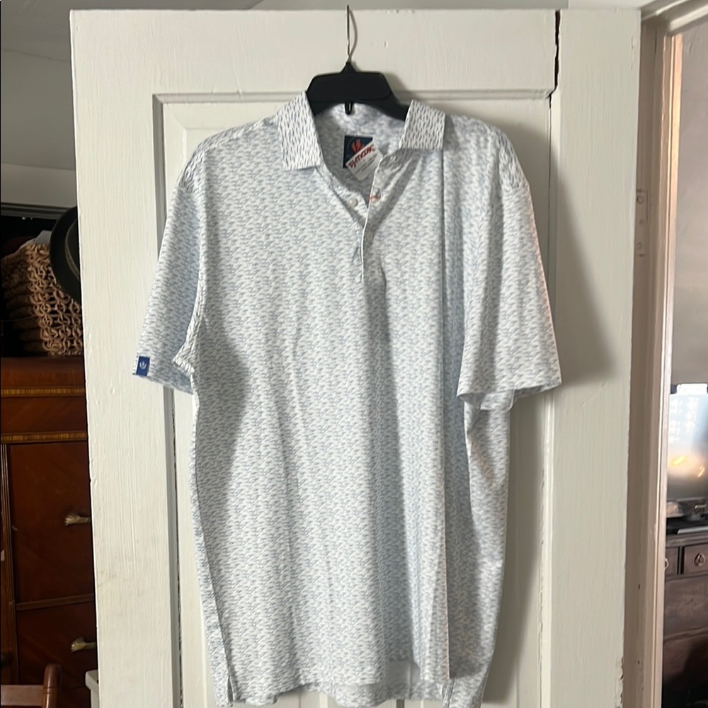 Men's White Patterned Polo Shirt